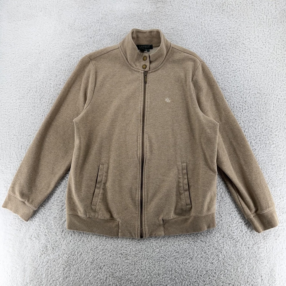 Lauren Ralph Lauren Jacket Womens 1X‎ Full Zip Collar Pockets Cotton Blend